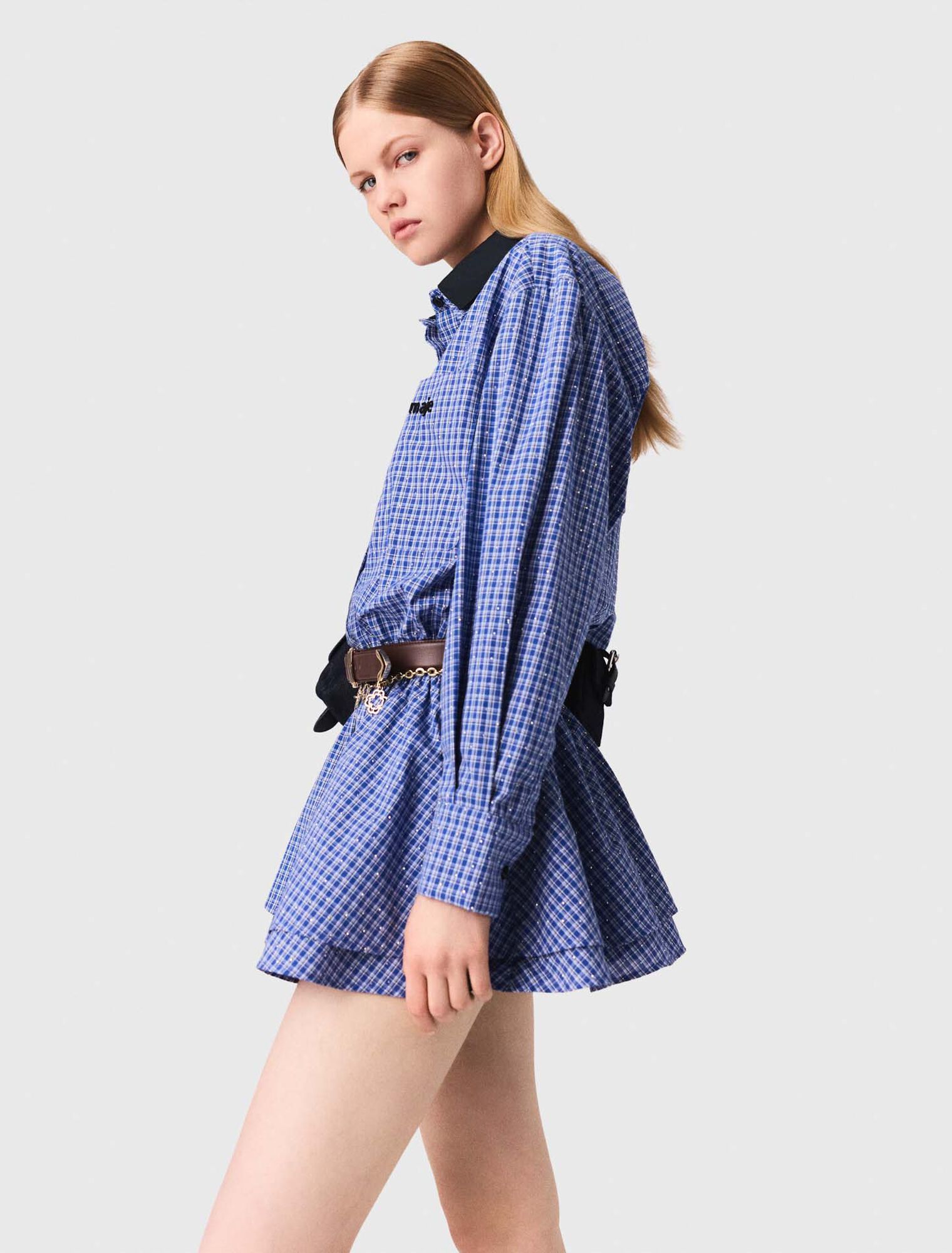 Stretch-Baumwoll-Overall mit Strass