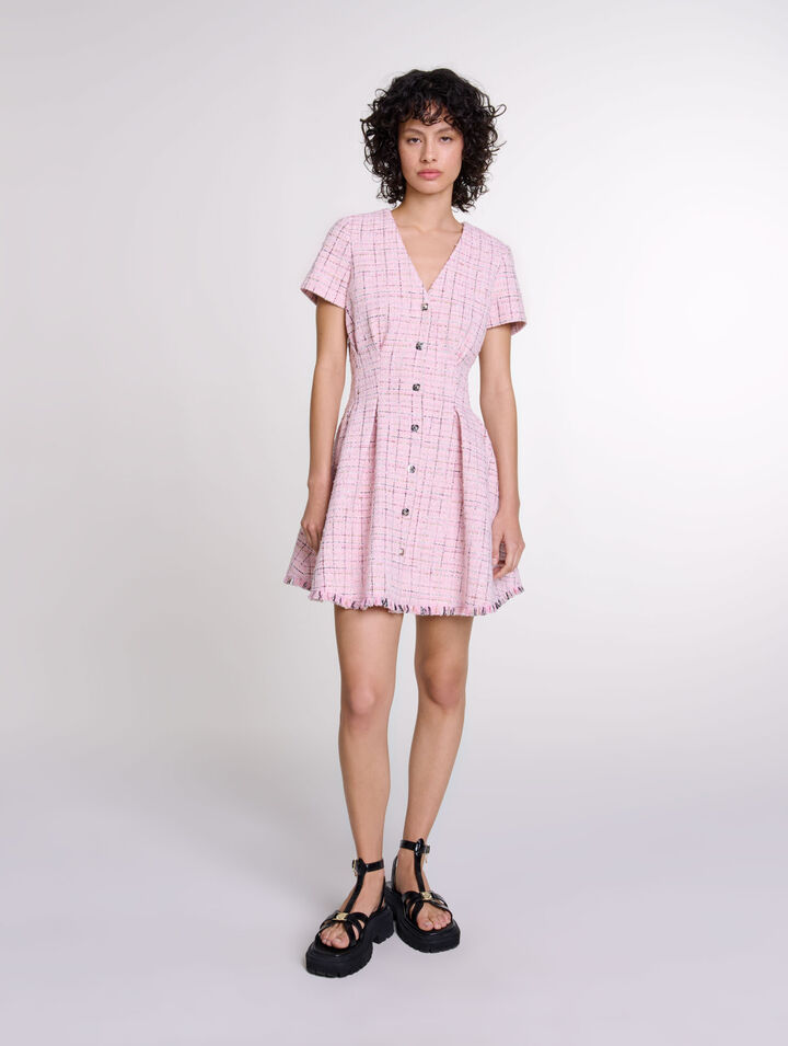 Kurzes Babydoll-Kleid aus Tweed