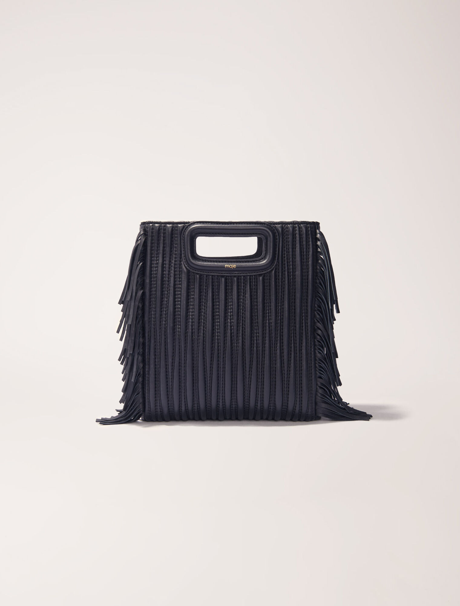 Tasche M aus gestepptem Leder