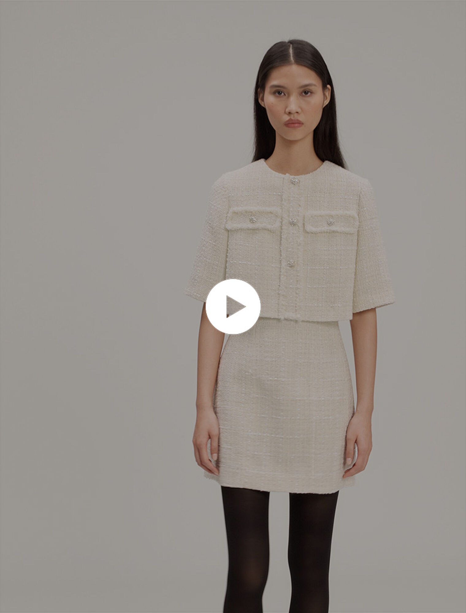Kurzes 2-in-1-Kleid aus Tweed