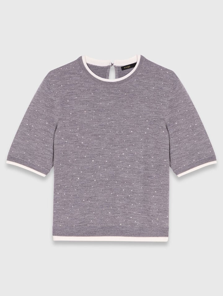 Pullover aus 100% Wolle mit Strass