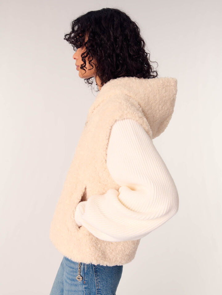 Bi-Material-Blouson aus Kunstpelz