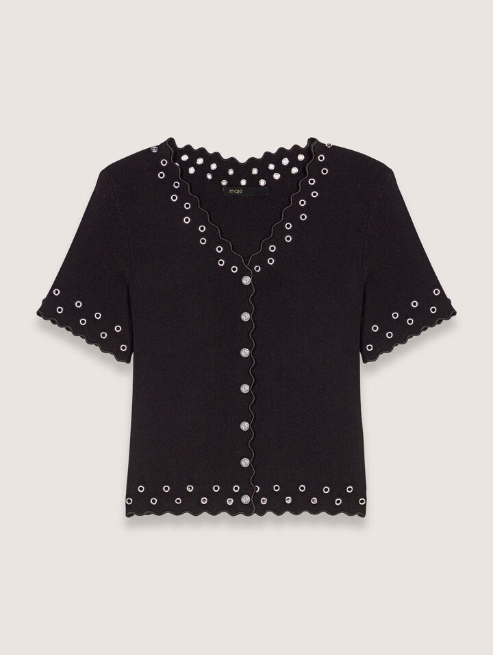 Kurzer Cardigan mit Ösen