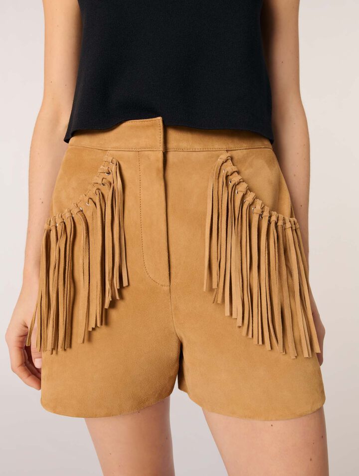 Shorts mit Fransen aus Nubuk