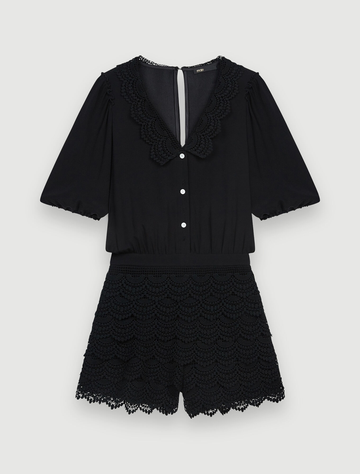 Shorts Jumpsuit aus Materialmix