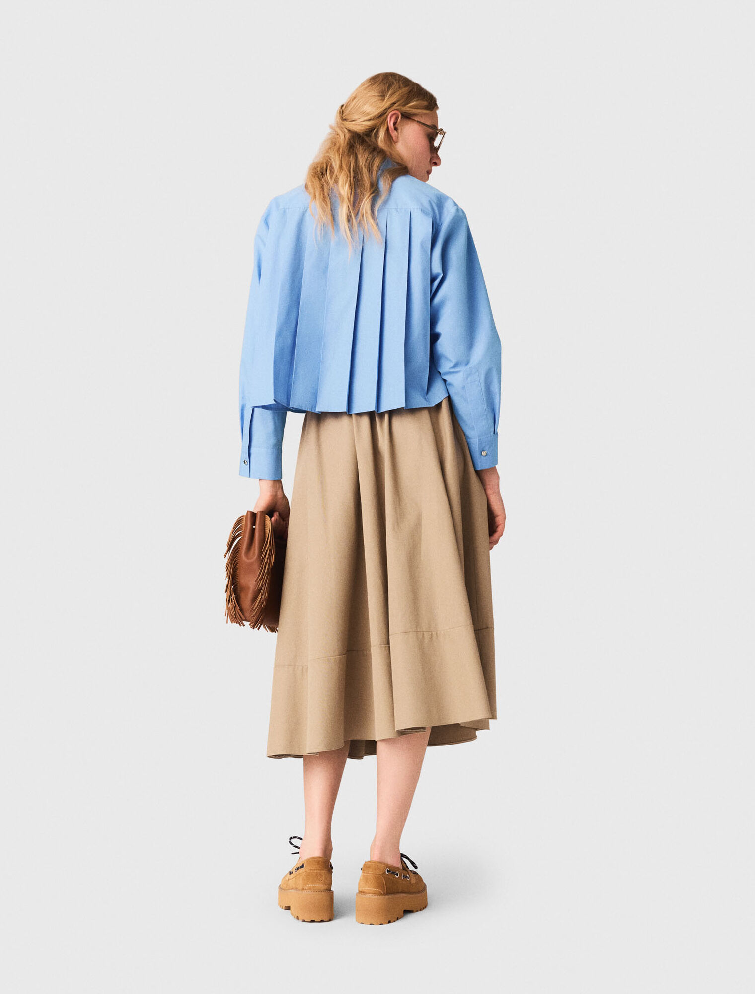 Besticktes Hemd mit Plisseer&uuml;cken