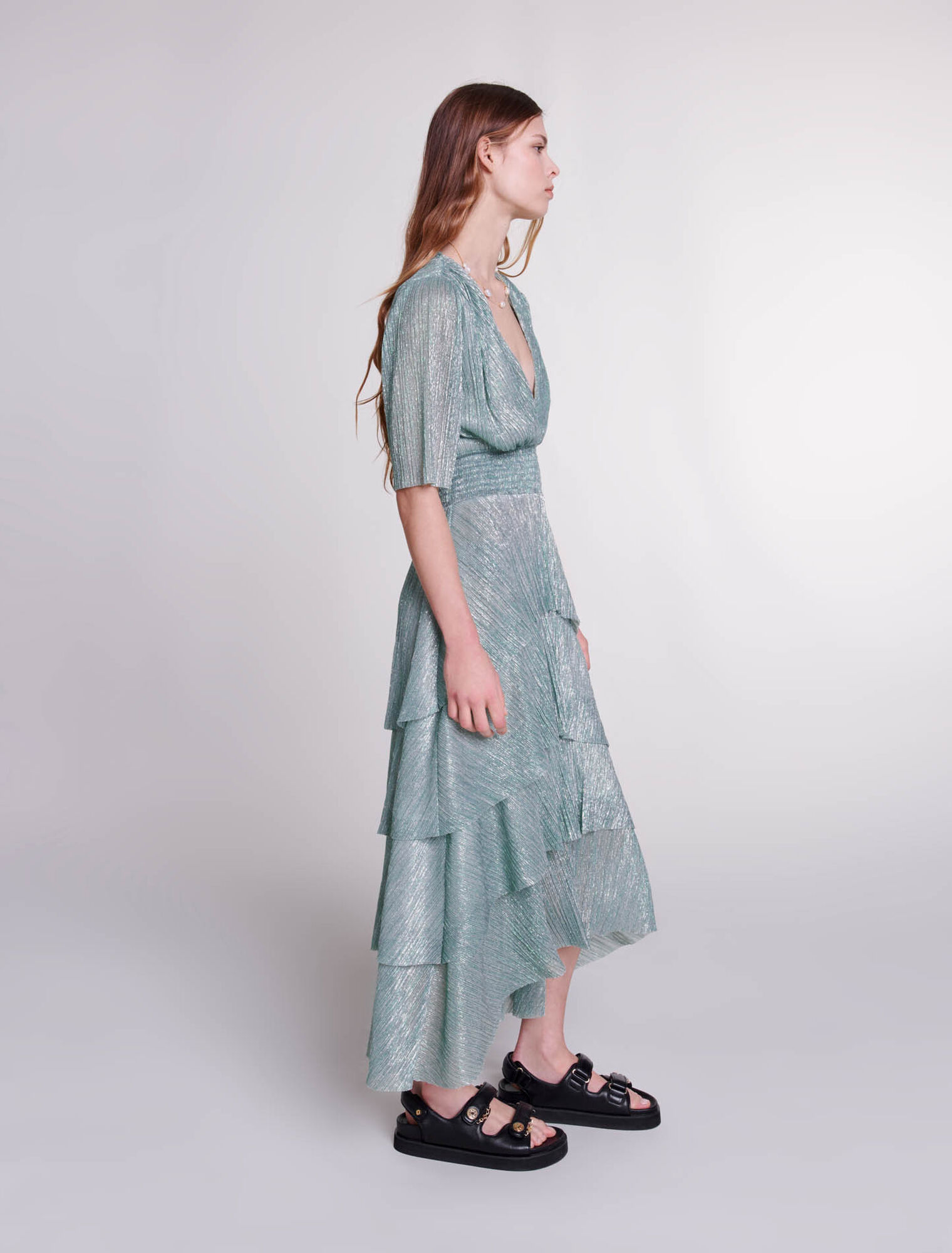 Kleid mit Rüschen aus Lurex-Stretch