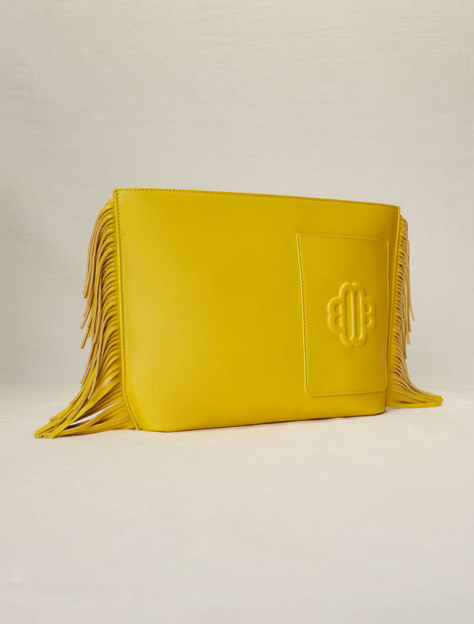 Leder-Clutch mit Fransen
