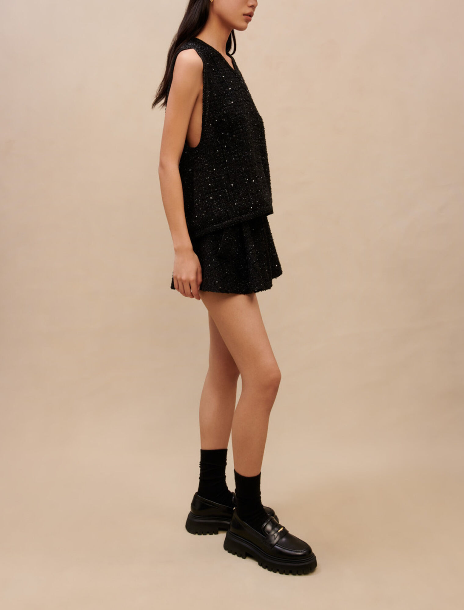 Ärmelloses Top im Metallic-Look