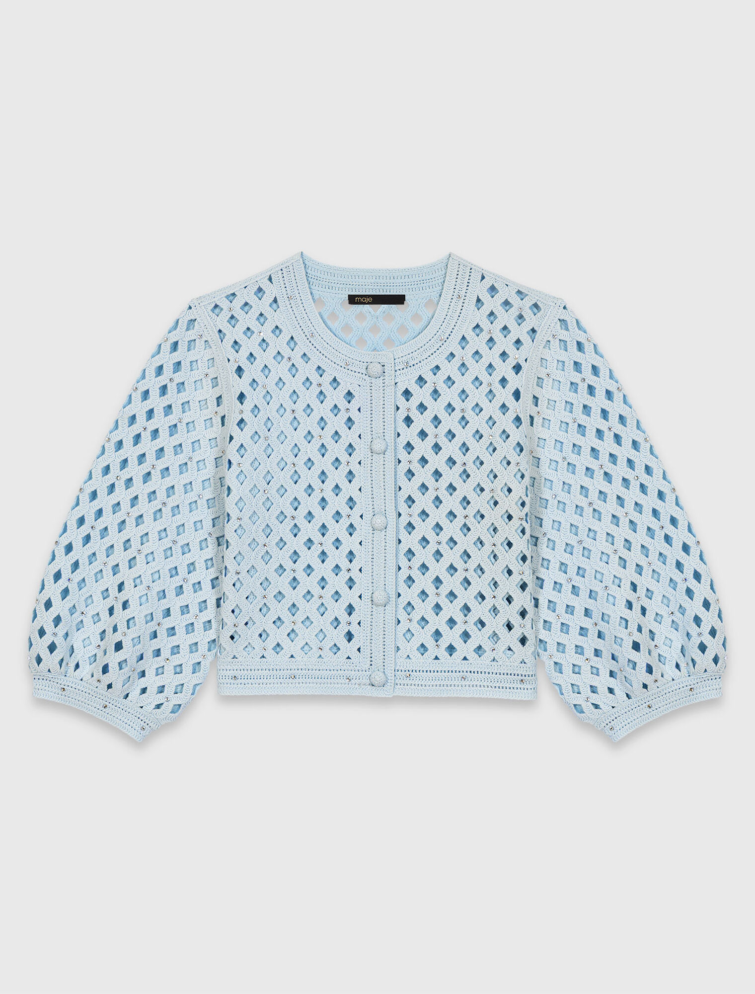 H&auml;kelcardigan mit Strass