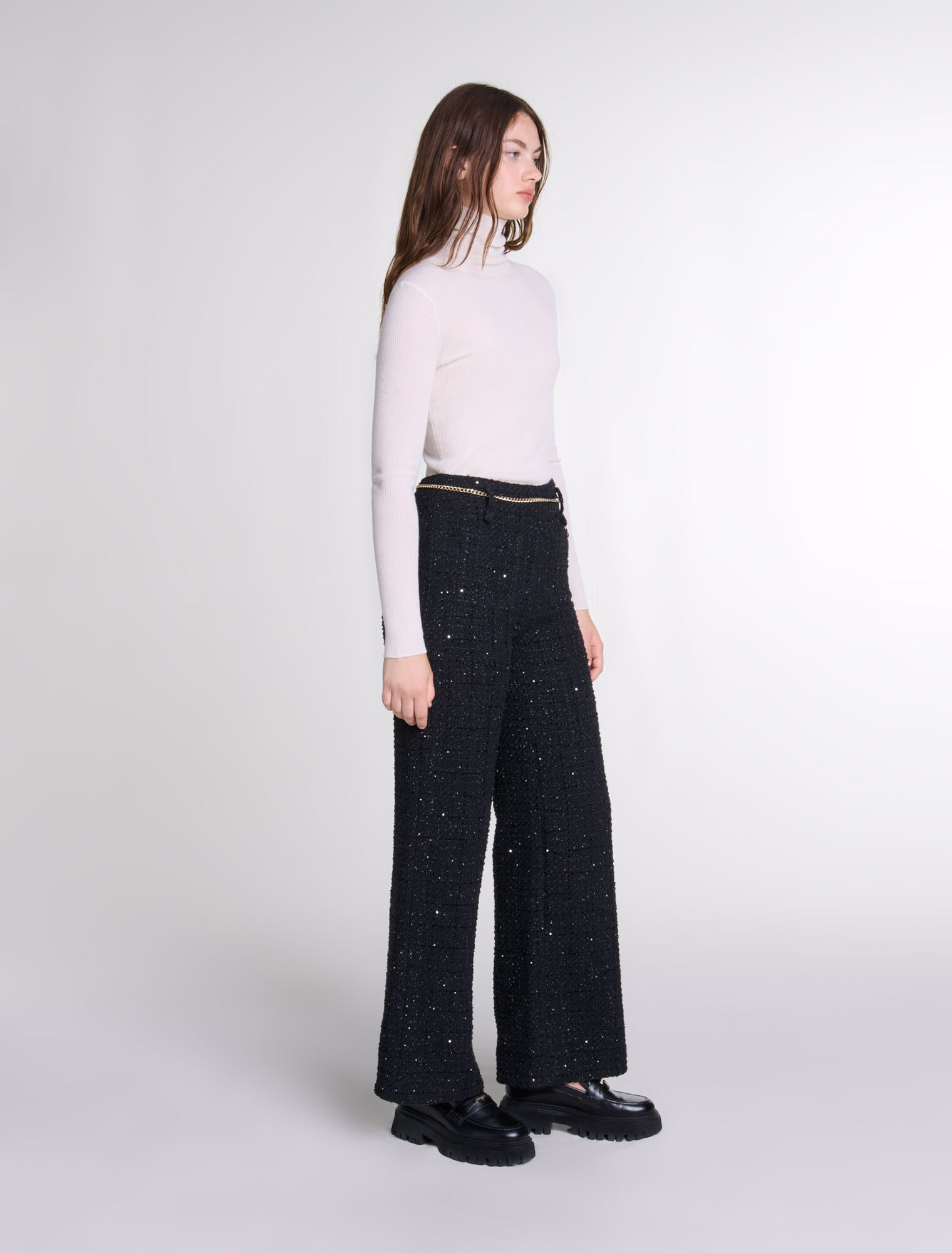 Tweedhose mit Pailletten