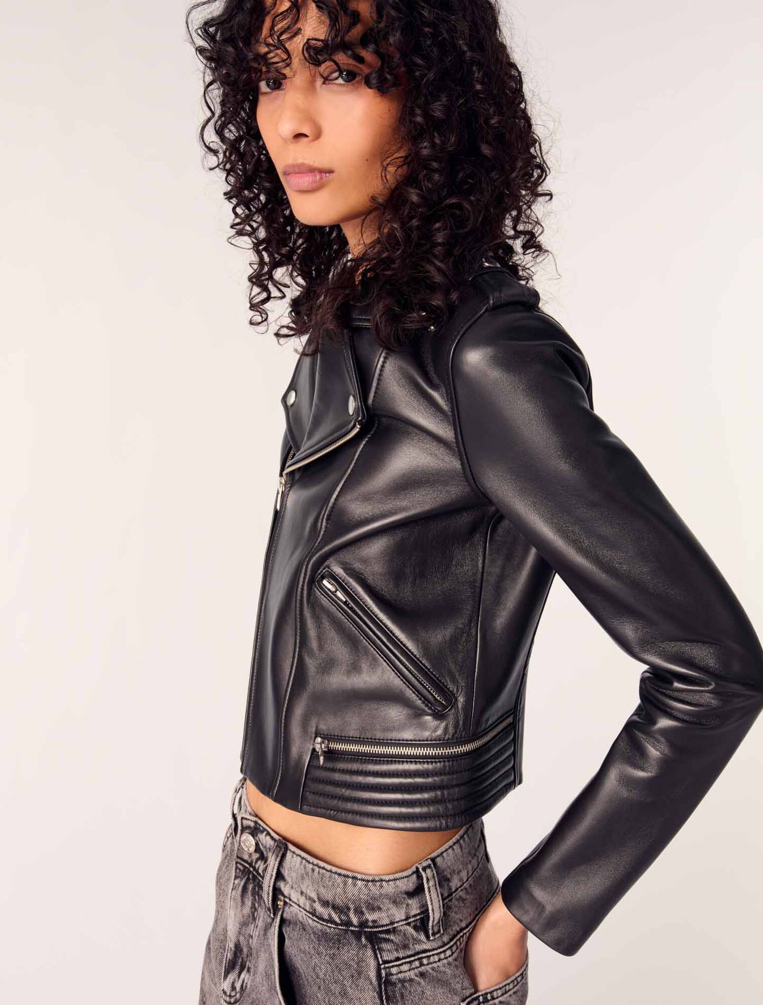 Leather biker jacket