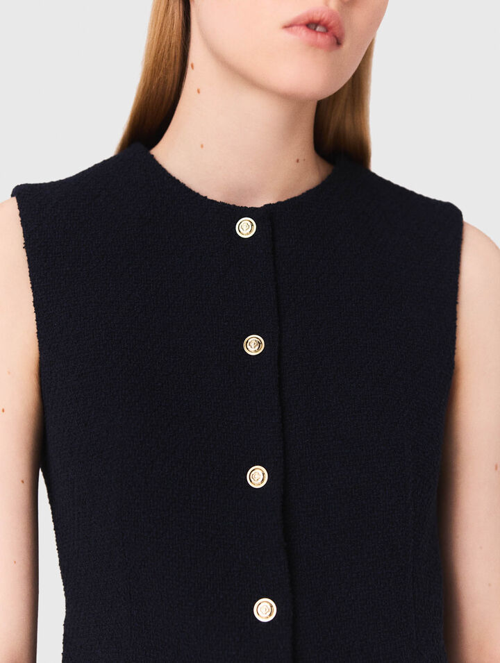 Lange ärmellose Tweedjacke