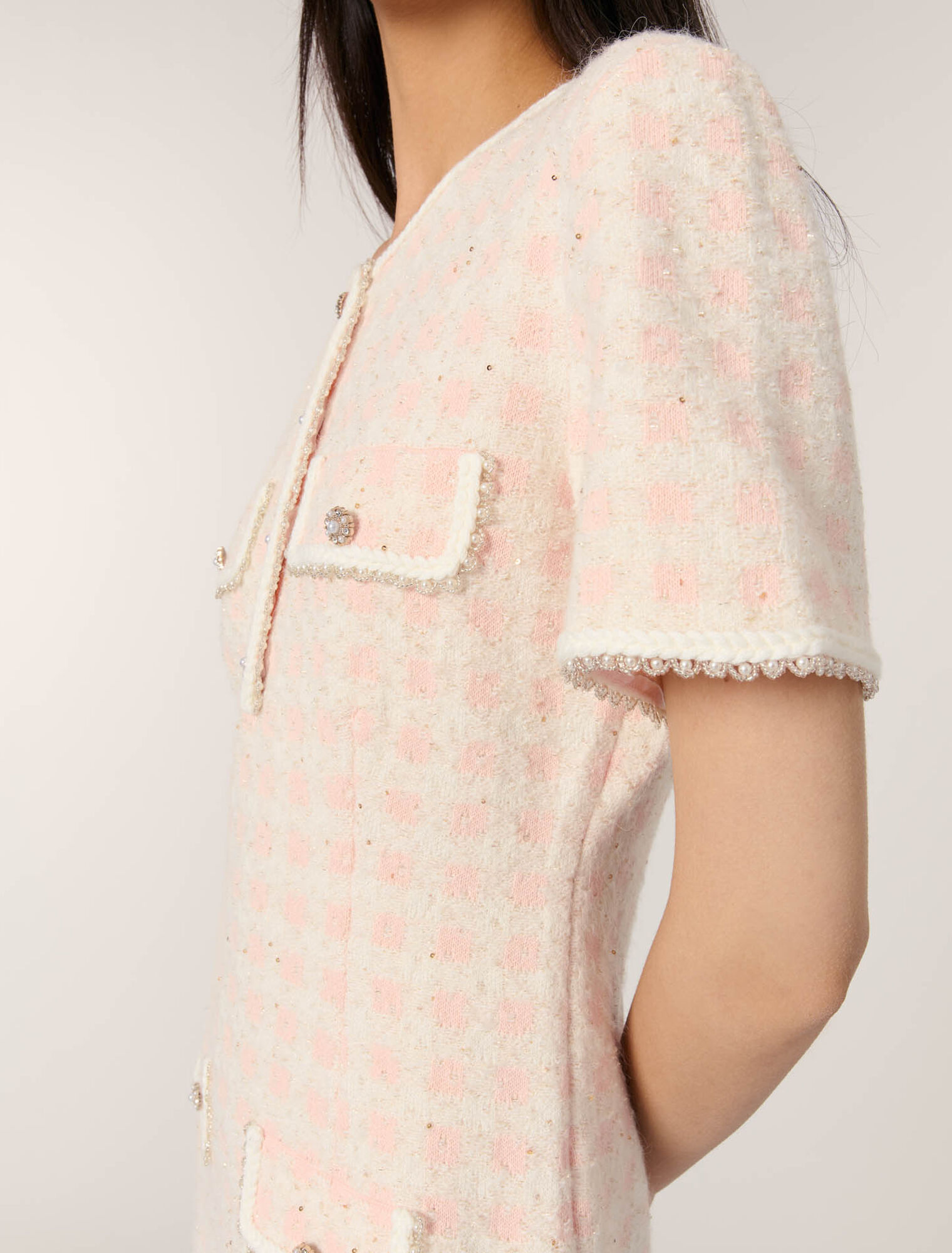 Kurzes Strickkleid mit Tweed-Optik