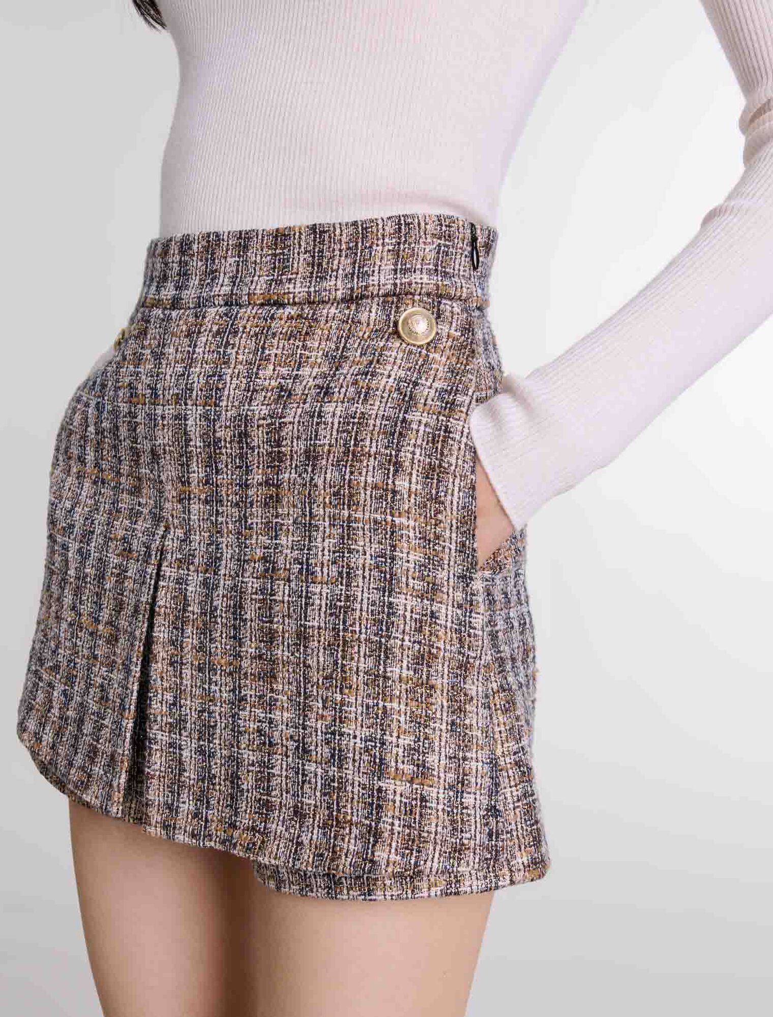 Trompe-l'Oeil-Shorts aus Tweed