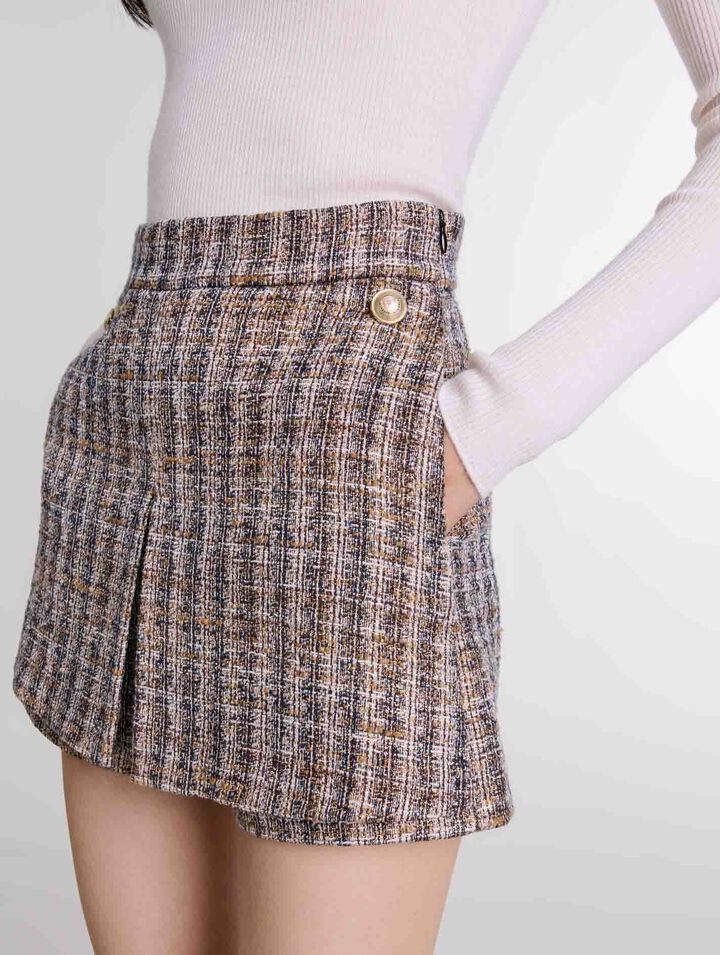 Trompe-l'Oeil-Shorts aus Tweed