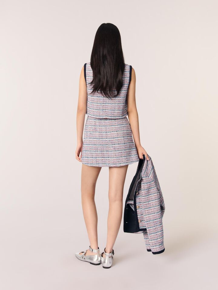 Kurzes 2-in1-Kleid aus Tweed