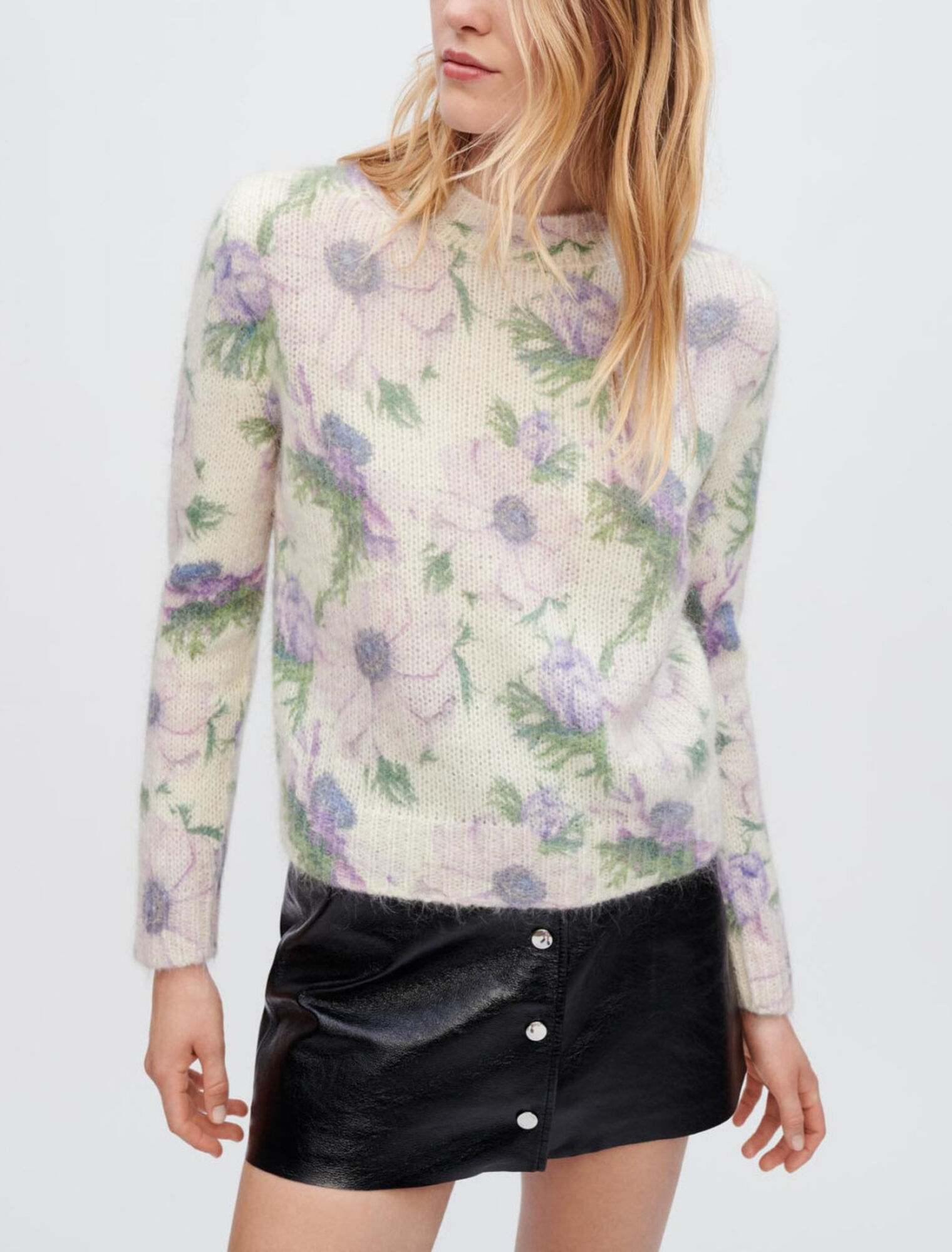 Flower fluffy Pullover aus Jacquard