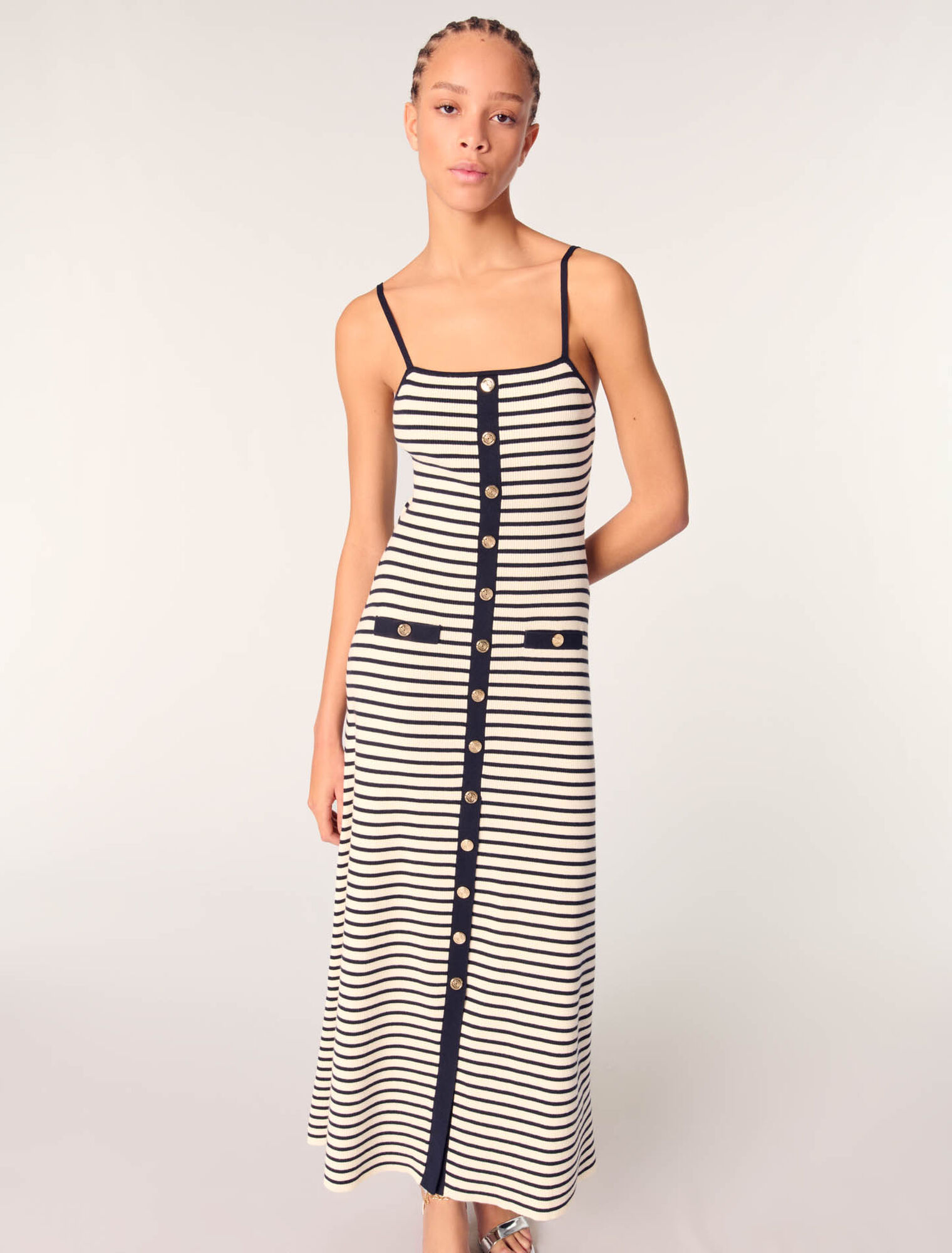 Langes Kleid aus Rippstrick
