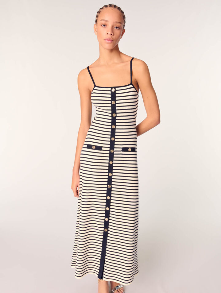 Langes Kleid aus Rippstrick