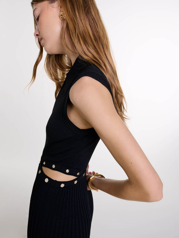 Langes Kleid aus Rippstrick