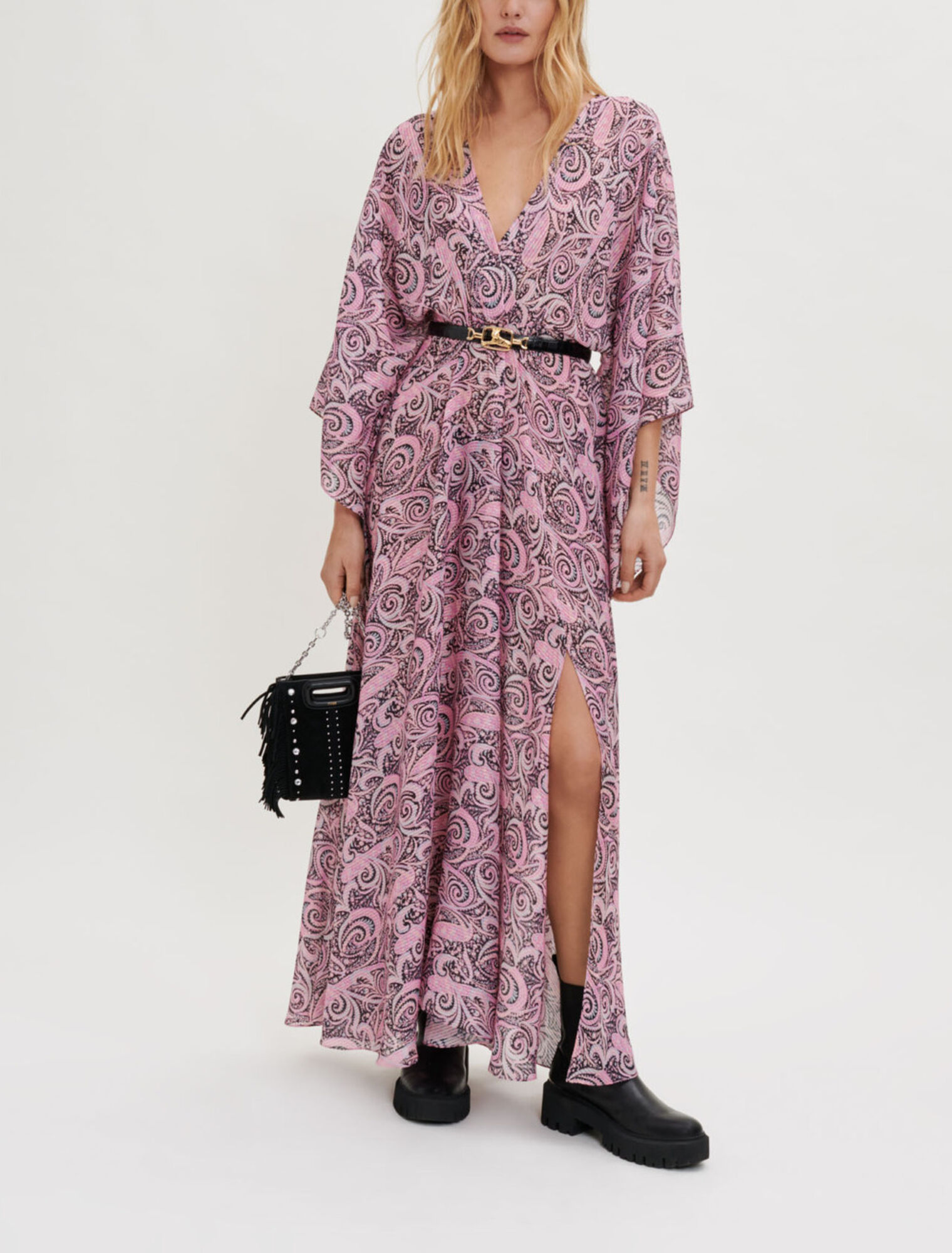 Fließendes Schalkleid mit Paisley-Print