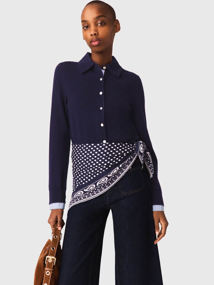 Polo-Cardigan mit Abnehm-Teilen