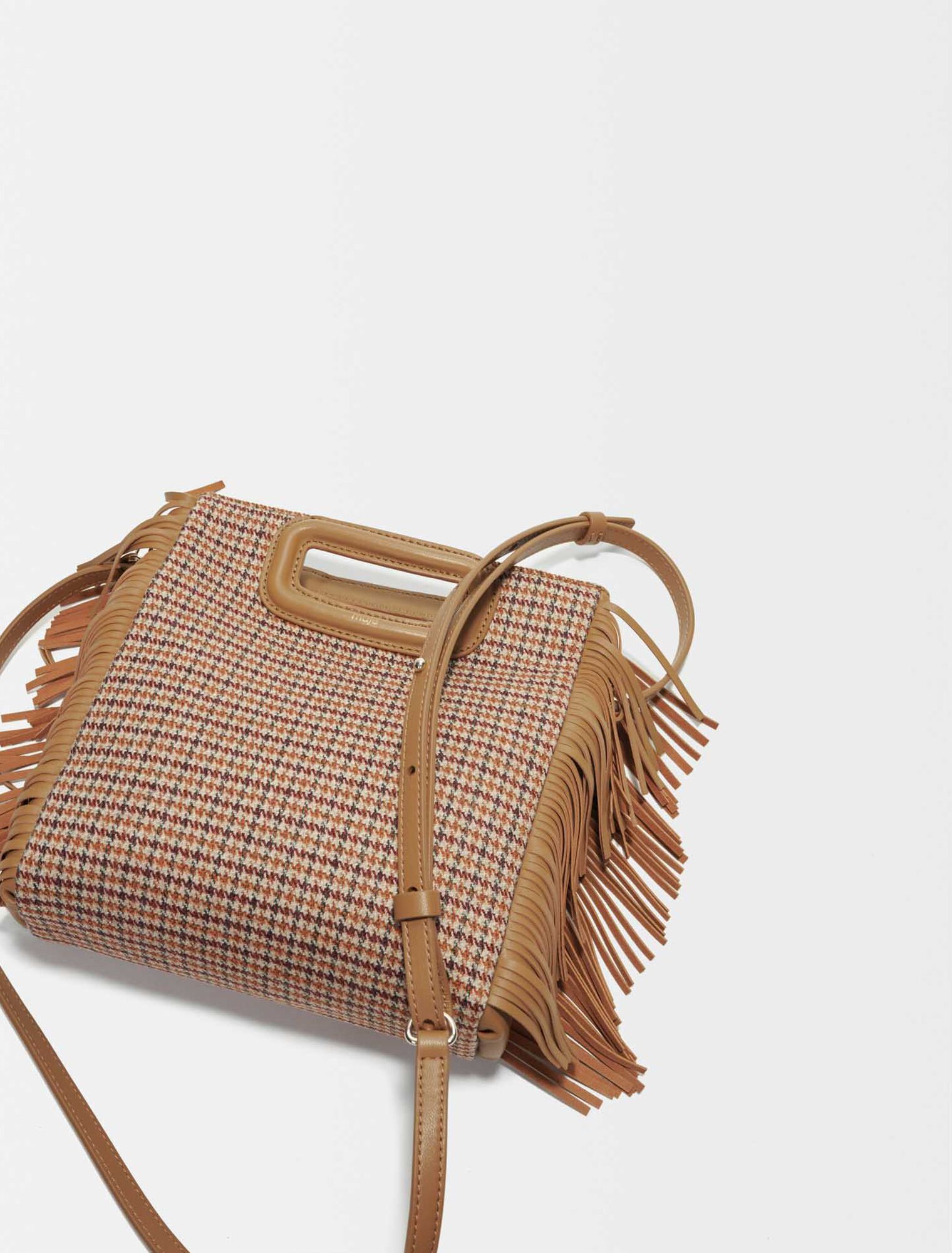 M-Tasche aus Canvas, Hahnentrittmuster