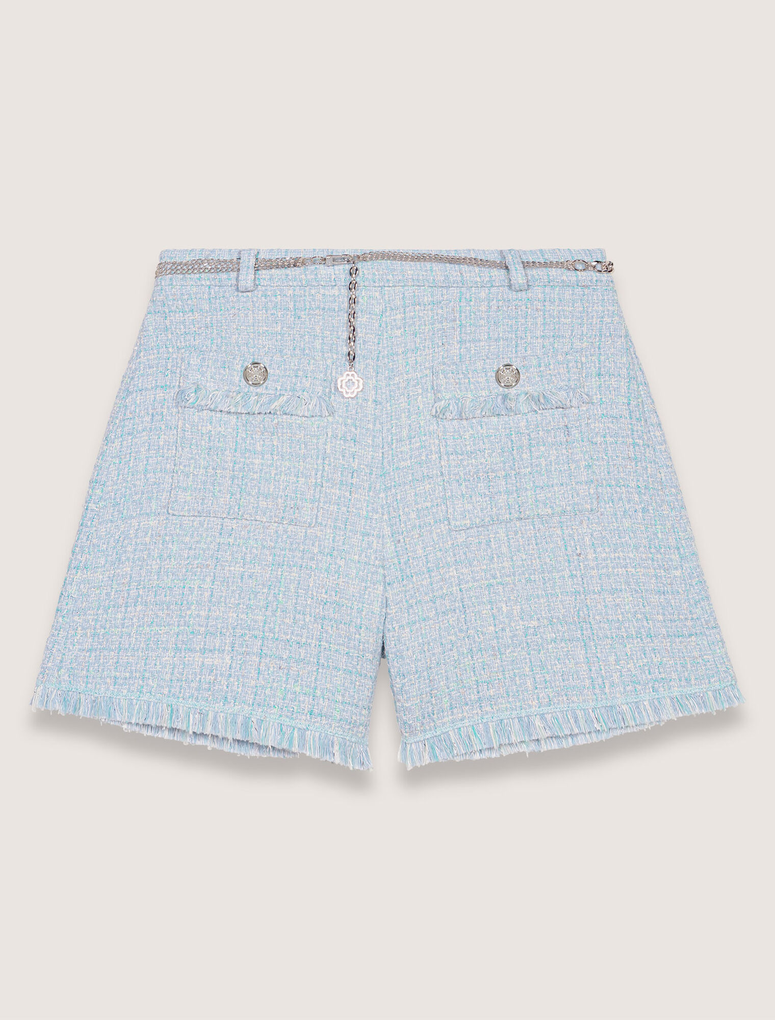 Shorts aus Tweed mit Gürtel