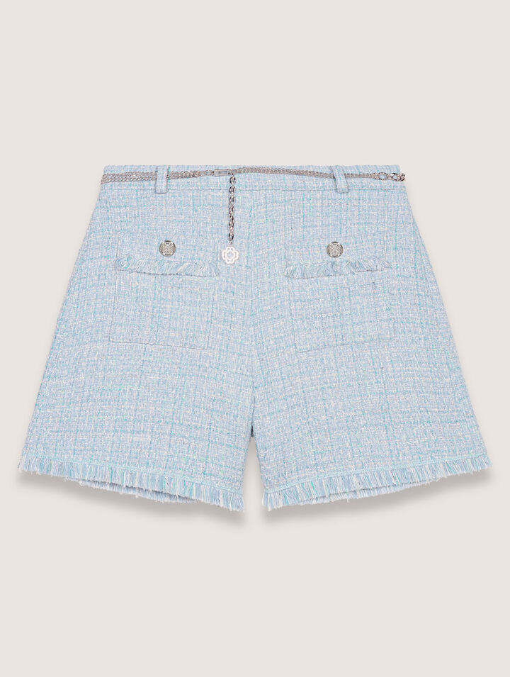 Shorts aus Tweed mit Gürtel
