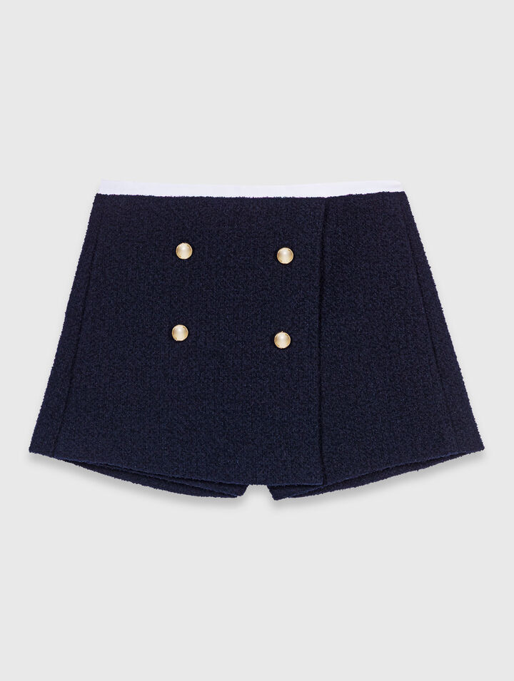 Shorts aus Tweed mit Kontrastband