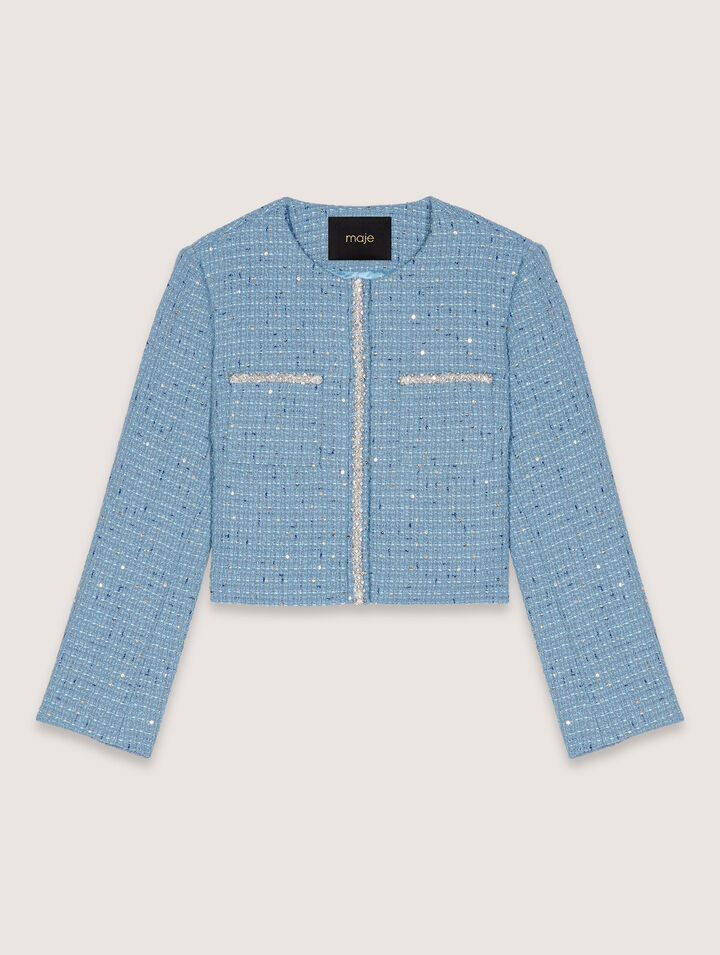 Kurze Tweedjacke mit Pailletten