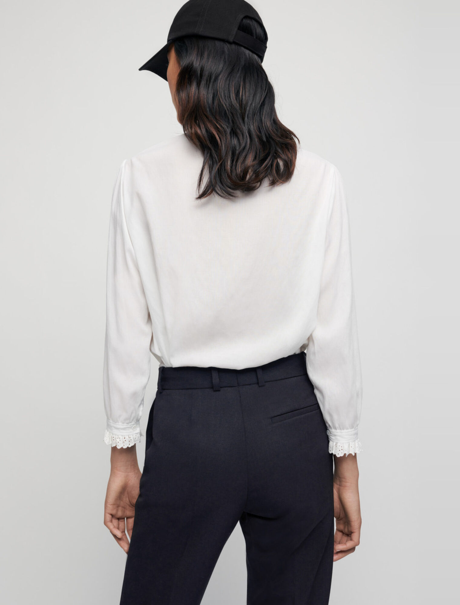 Bluse aus Voile, mit Bubikragen