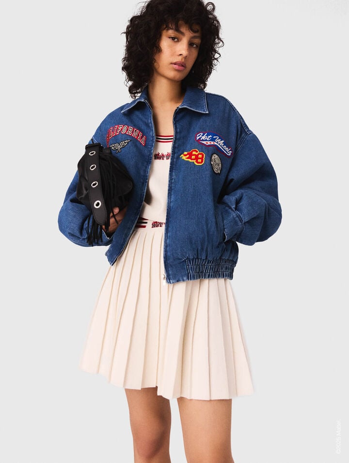 Oversize-Denimjacke mit Stickerei