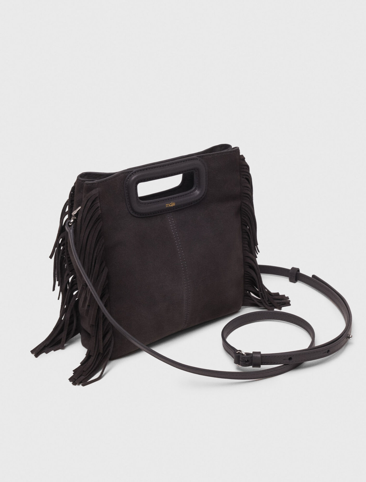 M-Tasche aus Wildleder mit Fransen