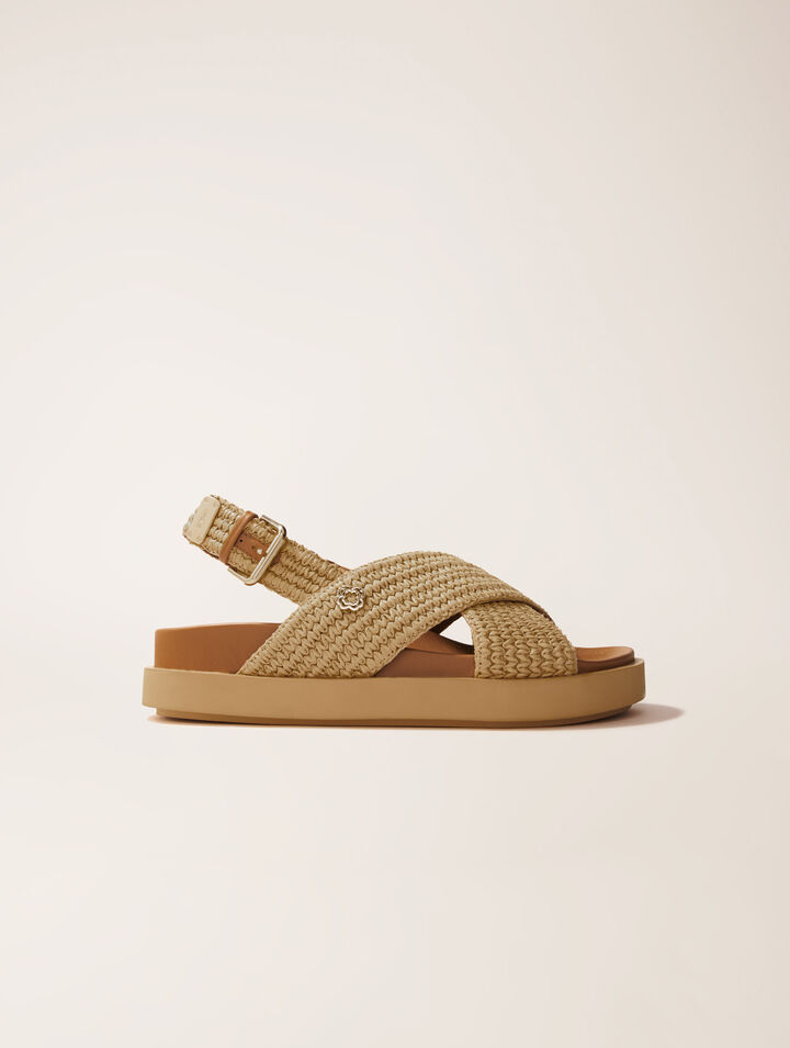 Flache Sandalen in Bastoptik