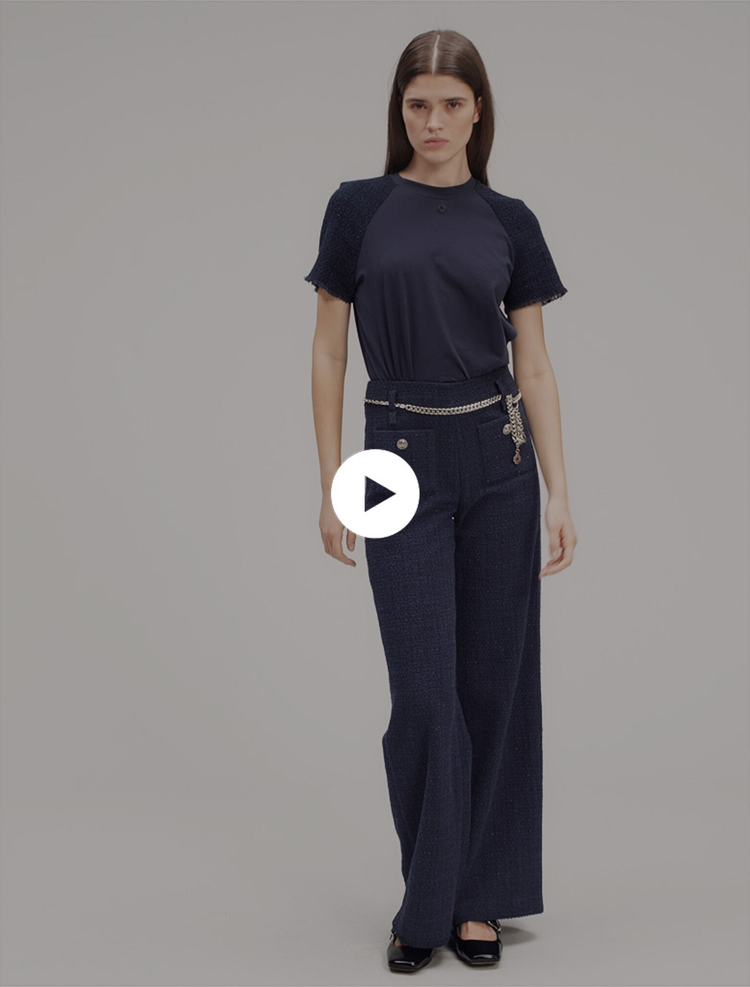 Tweed-Hose mit Kettengürtel