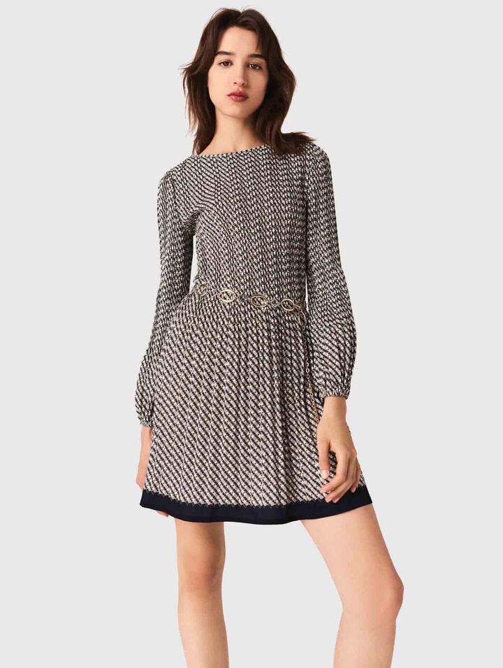 Plissiertes Kleid mit Print