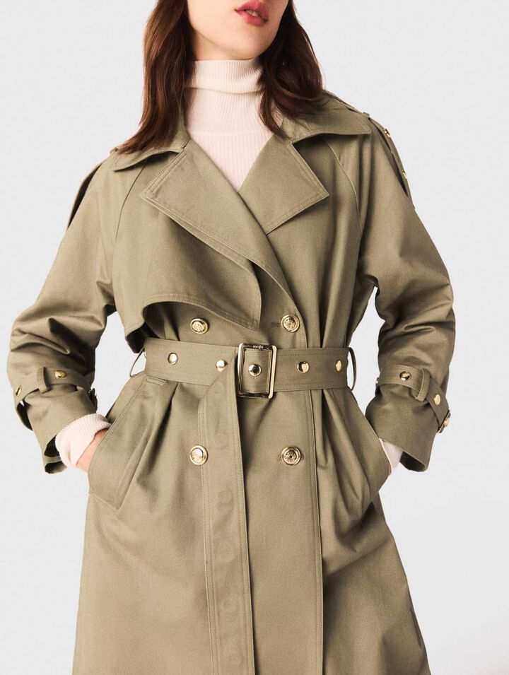 Trenchcoat mit Nieten und Kragen