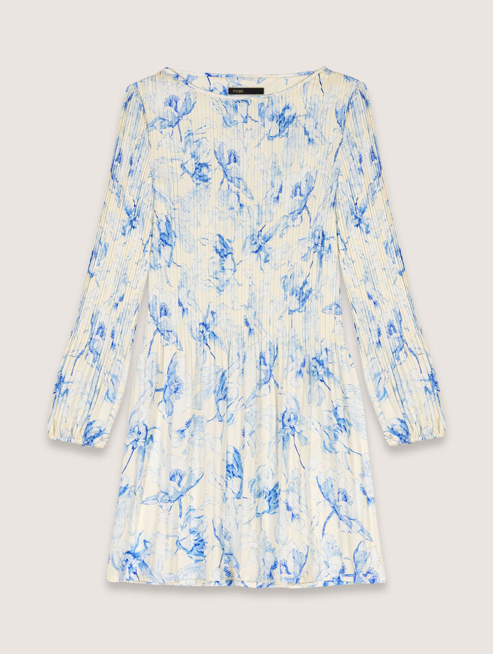 Plissiertes Kleid mit Print