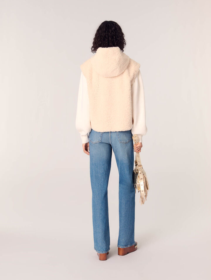 Bi-Material-Blouson aus Kunstpelz