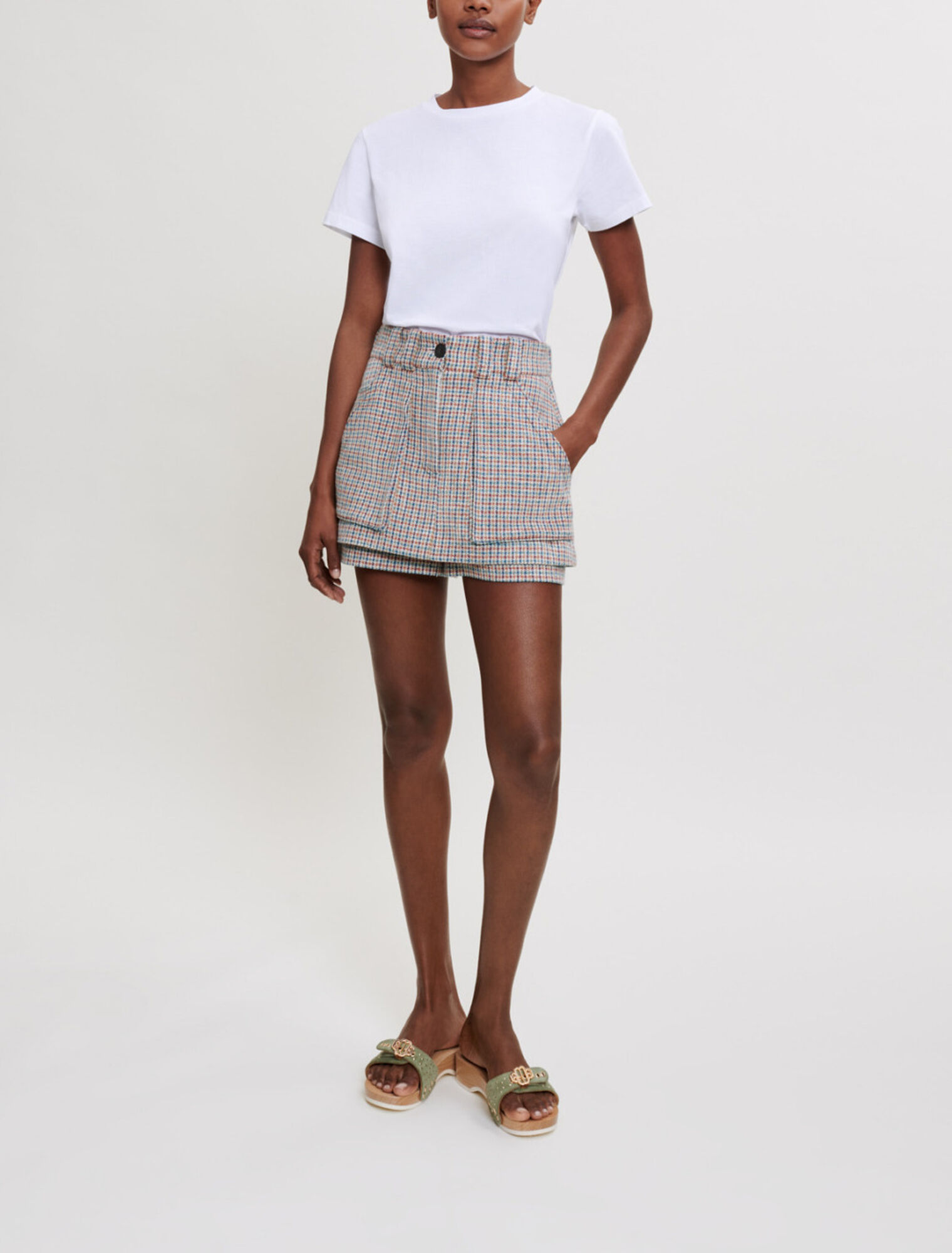 Shorts mit Hahnentrittmuster
