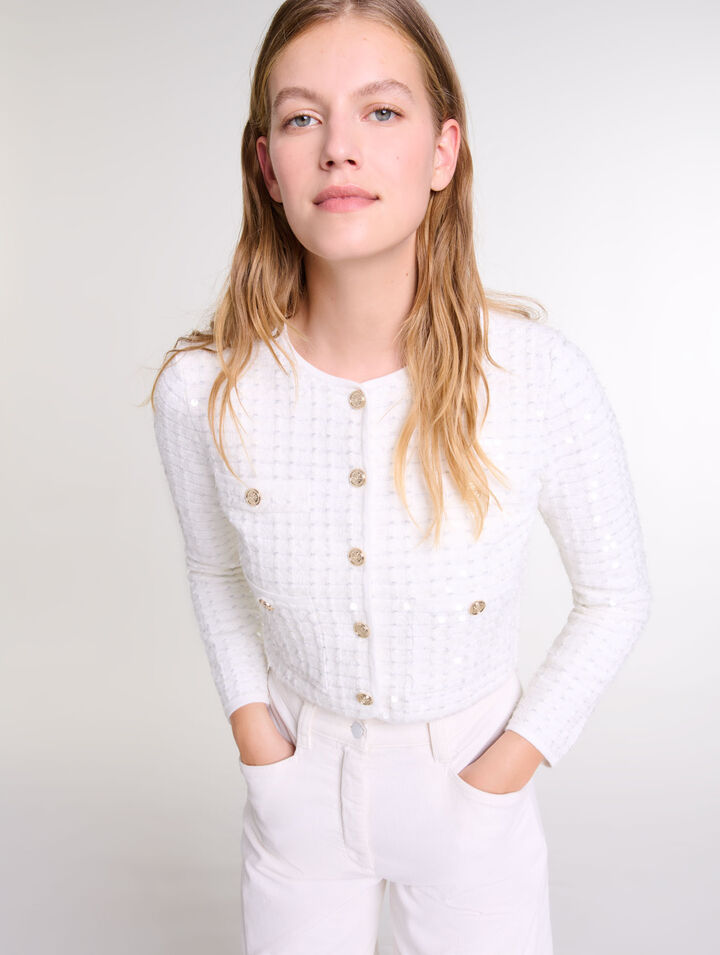 Strickcardigan mit Pailletten