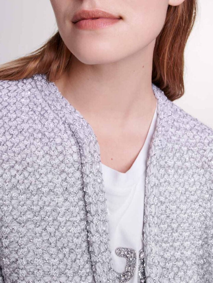 Strick-Cardigan in Tweed-Optik