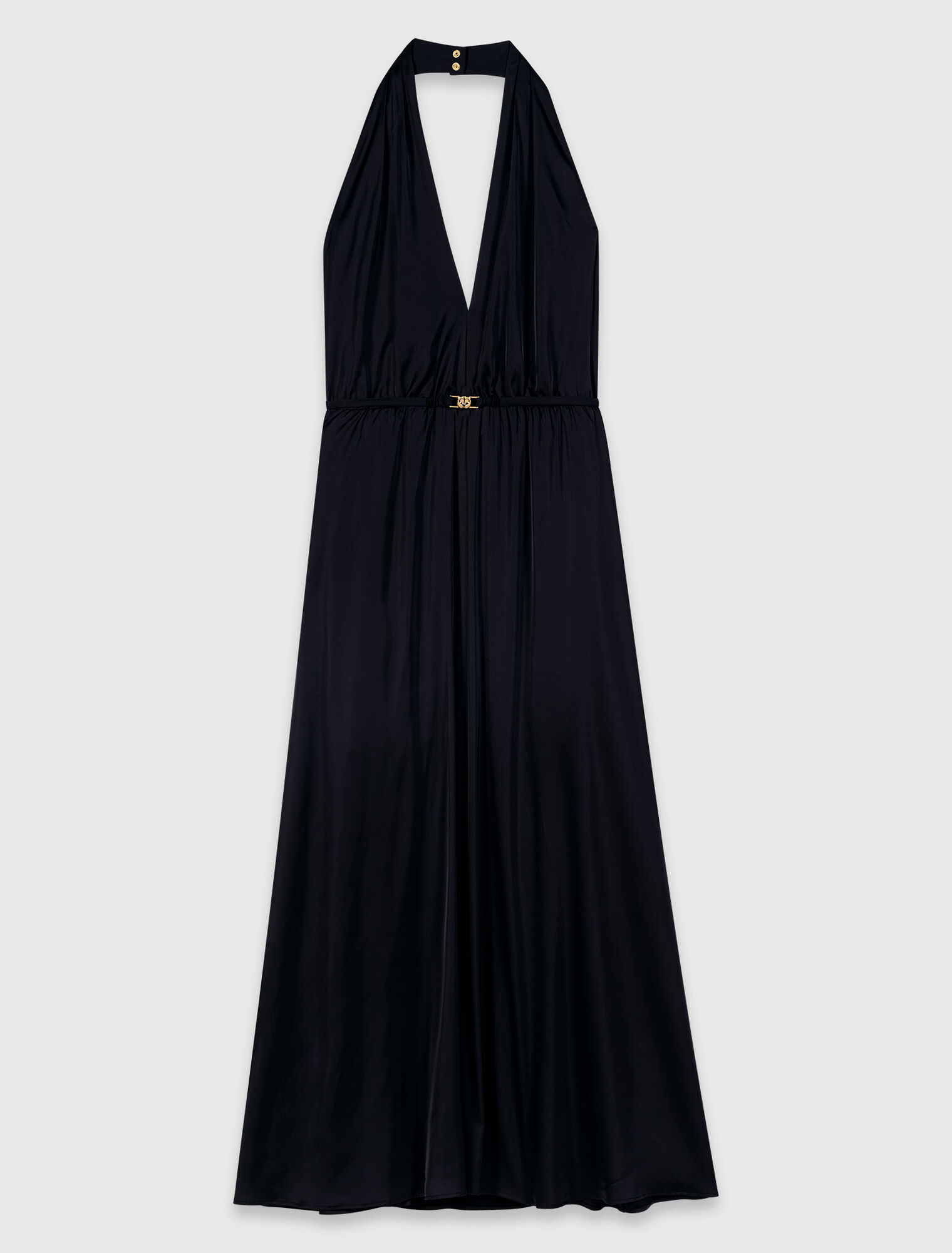 Langes, r&uuml;ckenfreies Plisseekleid