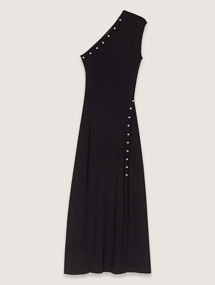 Langes asymmetrisches Strickkleid