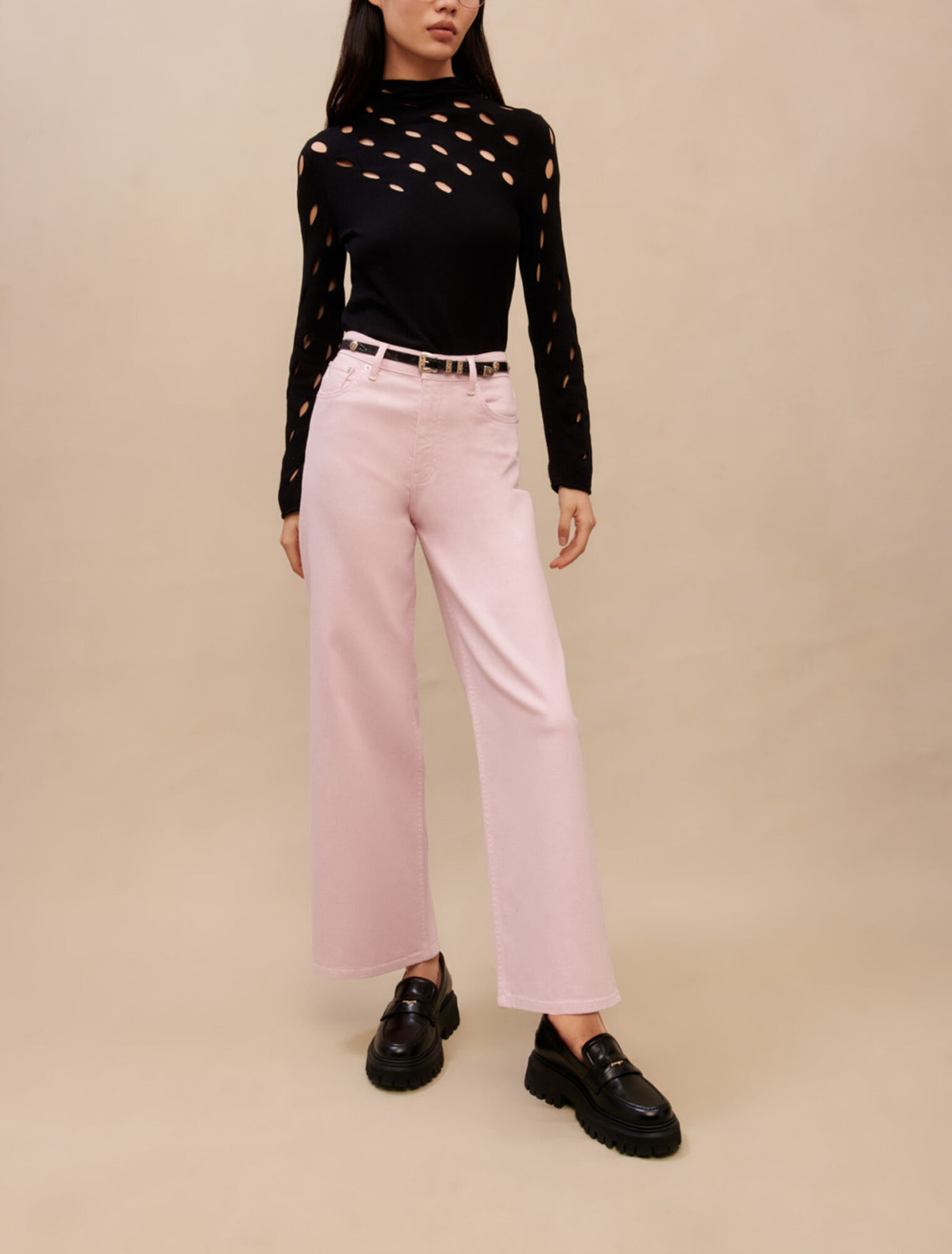 Weite rosafarbene Jeans