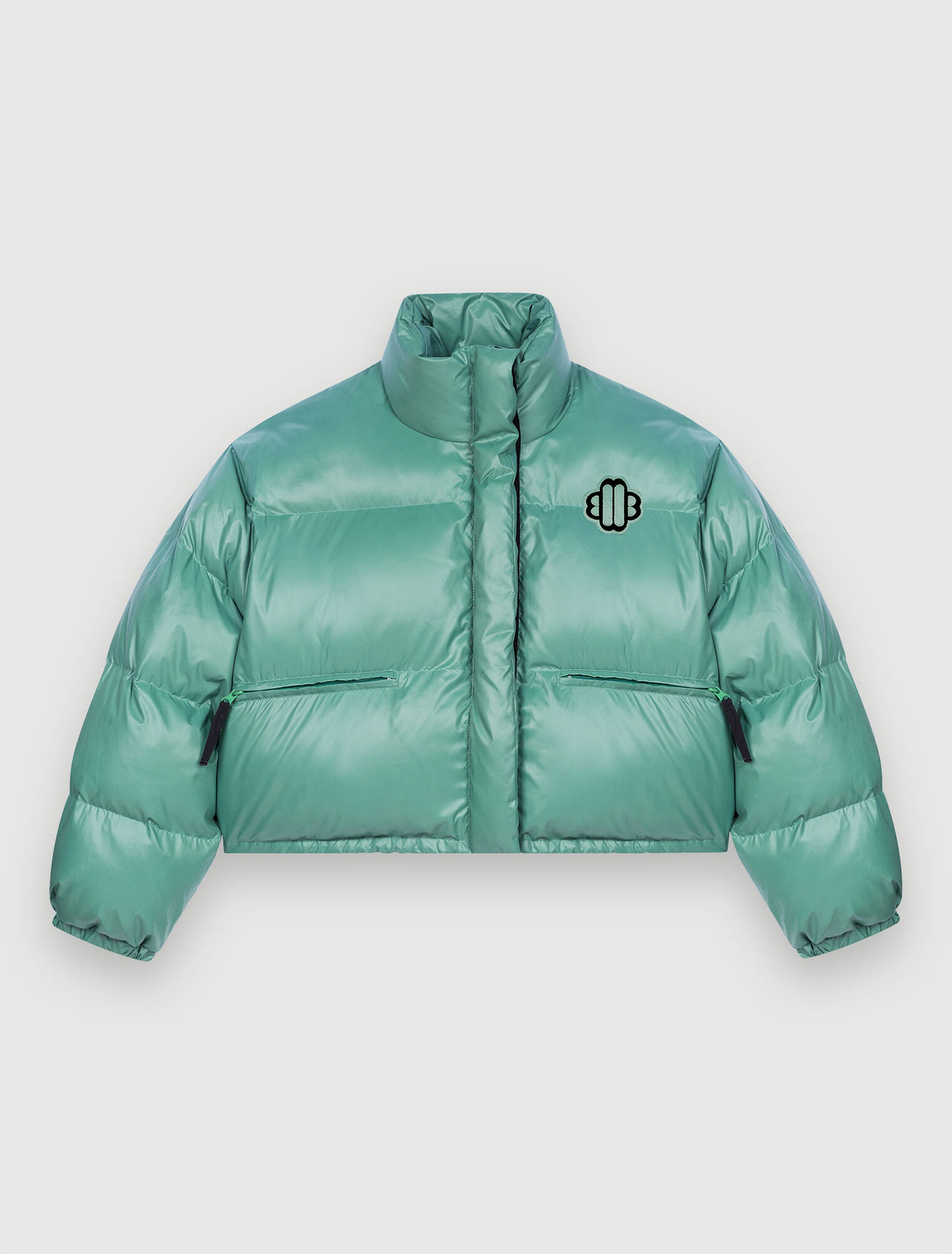 Grüne Daunenjacke mit Clover-Maje-Patch