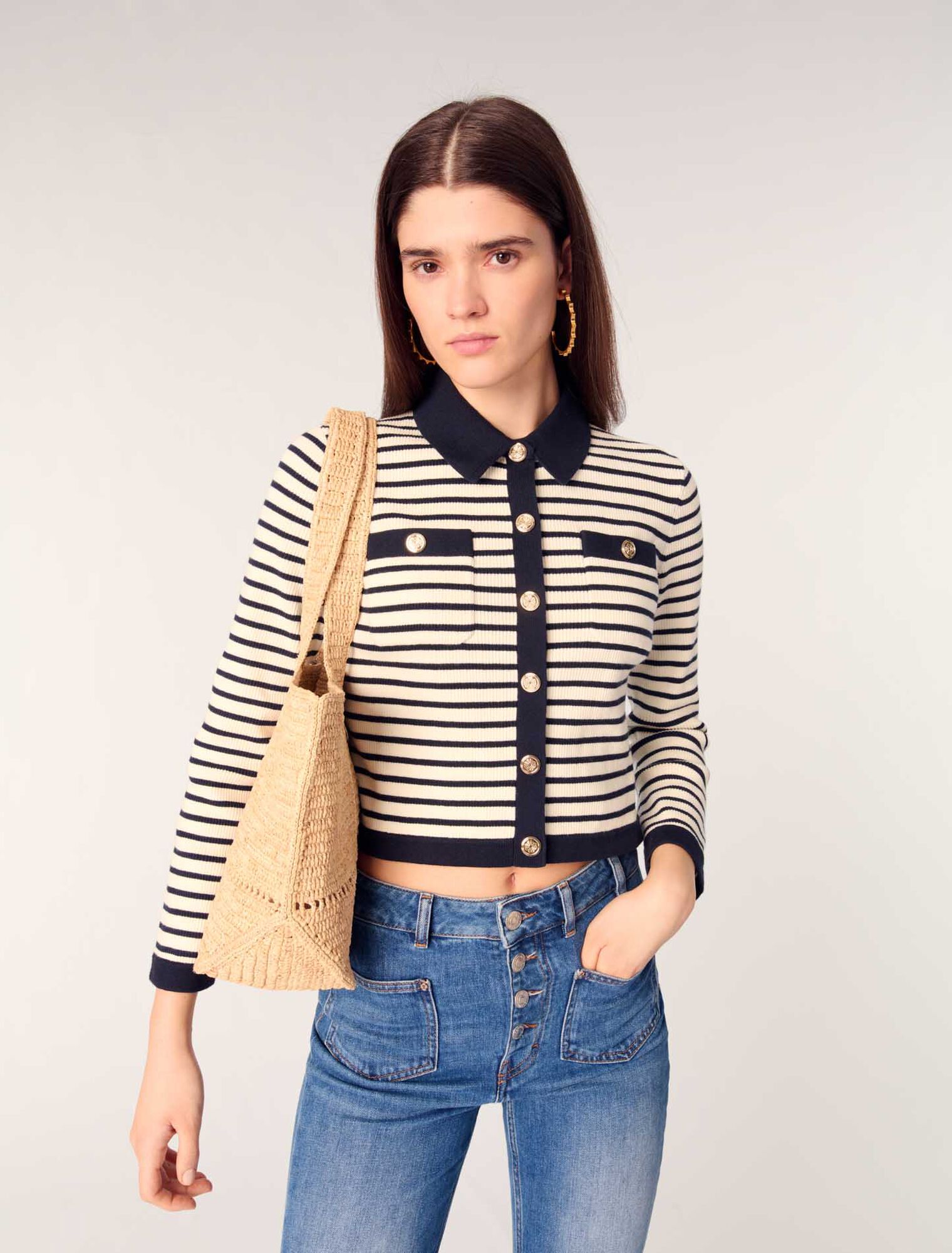 Kurzer Rippstrick-Cardigan