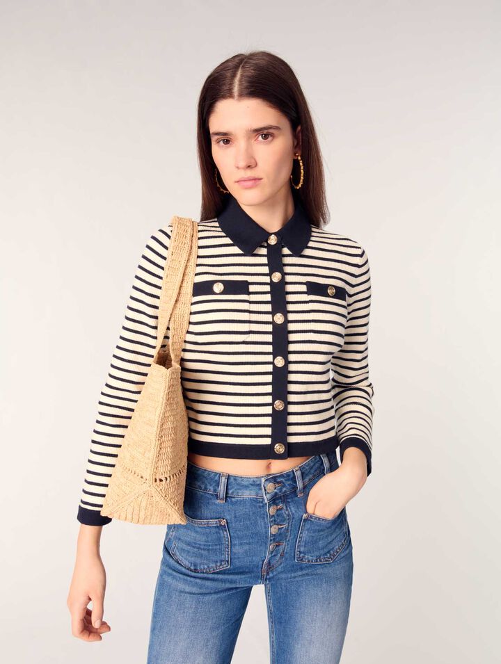 Kurzer Rippstrick-Cardigan